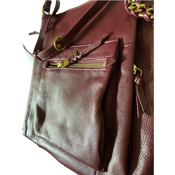 Elliott Lucca Gwen Burgundy Leather Large Multi-Pocket Crossbody Bag - Picture 6 of 6
